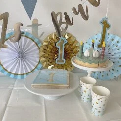 AMSCAN 1st Birthday Stars Blue Servetten | 1 Jaar Blauw -Hieppp Versiering Winkel amscan 1st birthday stars blue servetten 16 stuks 2