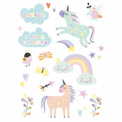 Folat Unicorns & Rainbows Plaktatoeages (30 St) | Eenhoorn Feestartikelen