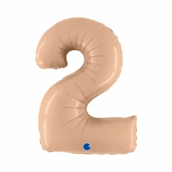 XL Cijfer 2 Folieballon Nude (Beige) - 102 Cm | Cijfer Ballonnen
