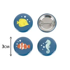 Zeedieren (Ocean) Buttons (12 Stuks) | Diep In De Zee Feestartikelen