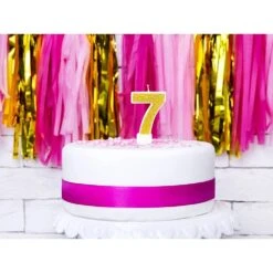 Hieppp Versiering Winkel 10 Hieppp Versiering Winkel -Hieppp Versiering Winkel partydeco 7 jaar kaarsje goud glitter per stuk 7 c 1